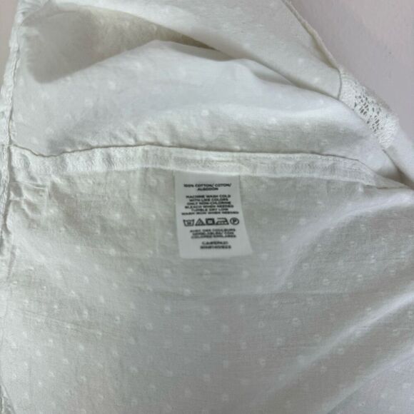 LOFT blouse | white cotton polka dot embroidered | country | white | medium - Picture 7 of 8